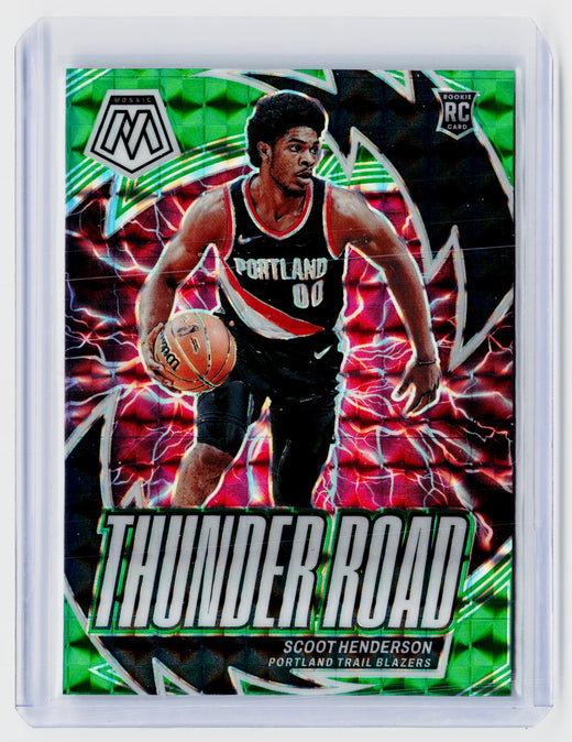 2023-24 Panini Mosaic Thunder Road Green Mosaic Scoot Henderson RC #14 - front