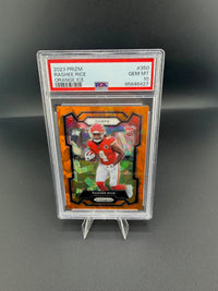 2023 Panini Prizm Football Rashee Rice Orange Ice Rookie #350 PSA 10 Chiefs - front