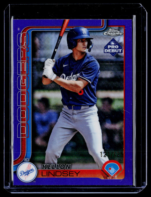 2025 Topps Chrome Pro Debut Kellon Lindsey PDC-99 Blue Refractor /125 - front