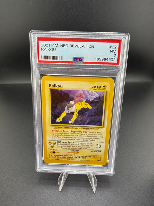 2001 Pokémon Neo Revelation Raikou Holo #22/64 PSA 7 - front