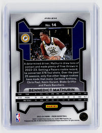 2023-24 Panini Prizm Benedict Mathurin #14 Green Prizm Indiana Pacers - back
