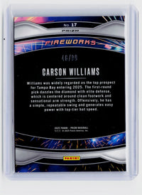 2025 Panini Prizm Baseball Fireworks Carson Williams #17 Blue Prizms 40/99 - back
