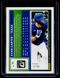 2025 Panini Donruss Optic Evan Carter Red Prizm #77 /99 - back