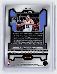 2023-24 Panini Prizm Desmond Bane Green Prizm #105 Memphis Grizzlies - back