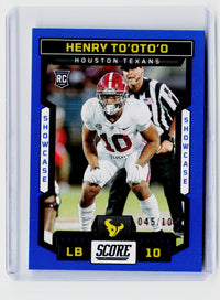 2023 Panini Score Football Henry To'oTo'o Showcase Rookie #378 045/100 - front