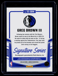 2024-25 Panini Donruss Basketball Signature Series Greg Brown III Auto #SS-GBM - back