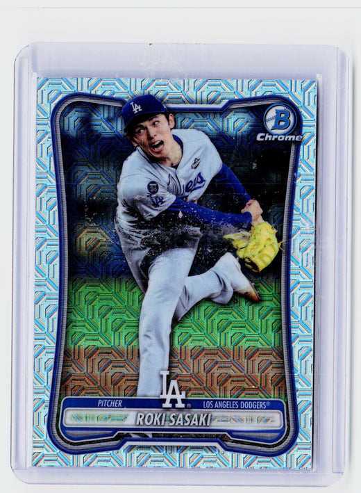 2026 Bowman Chrome Roki Sasaki #63 Geometric Refractor Rookie Card Los Angeles Dodgers - front