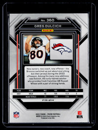 2022 Panini Prizm Football Greg Dulcich RC Red Prizm #360 - back