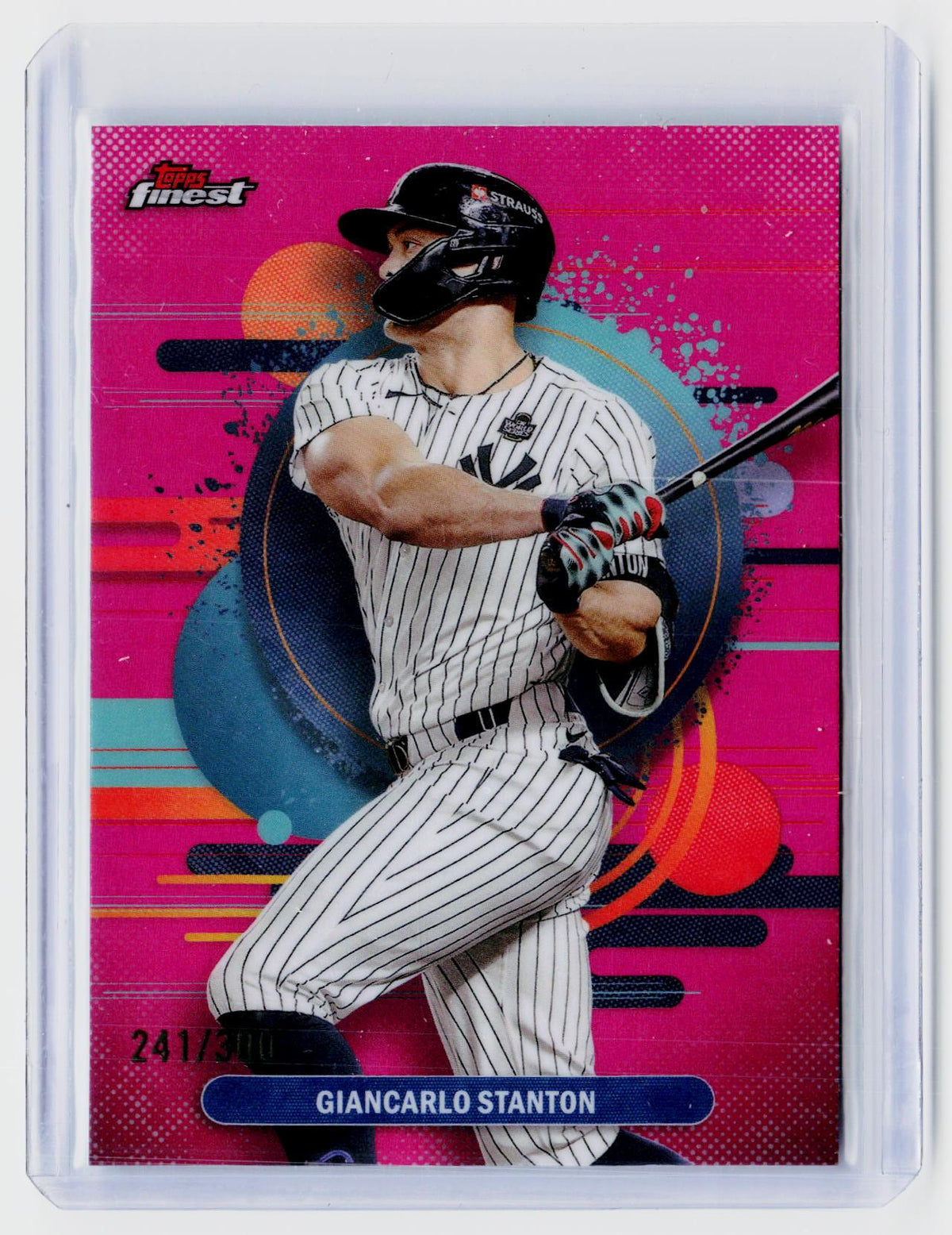 2025 Topps Finest Giancarlo Stanton Pink Refractor #105 /300 New York Yankees - front