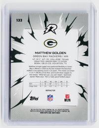 2025 Topps Chrome Football Matthew Golden RC Refractor #133 Green Bay Packers - back