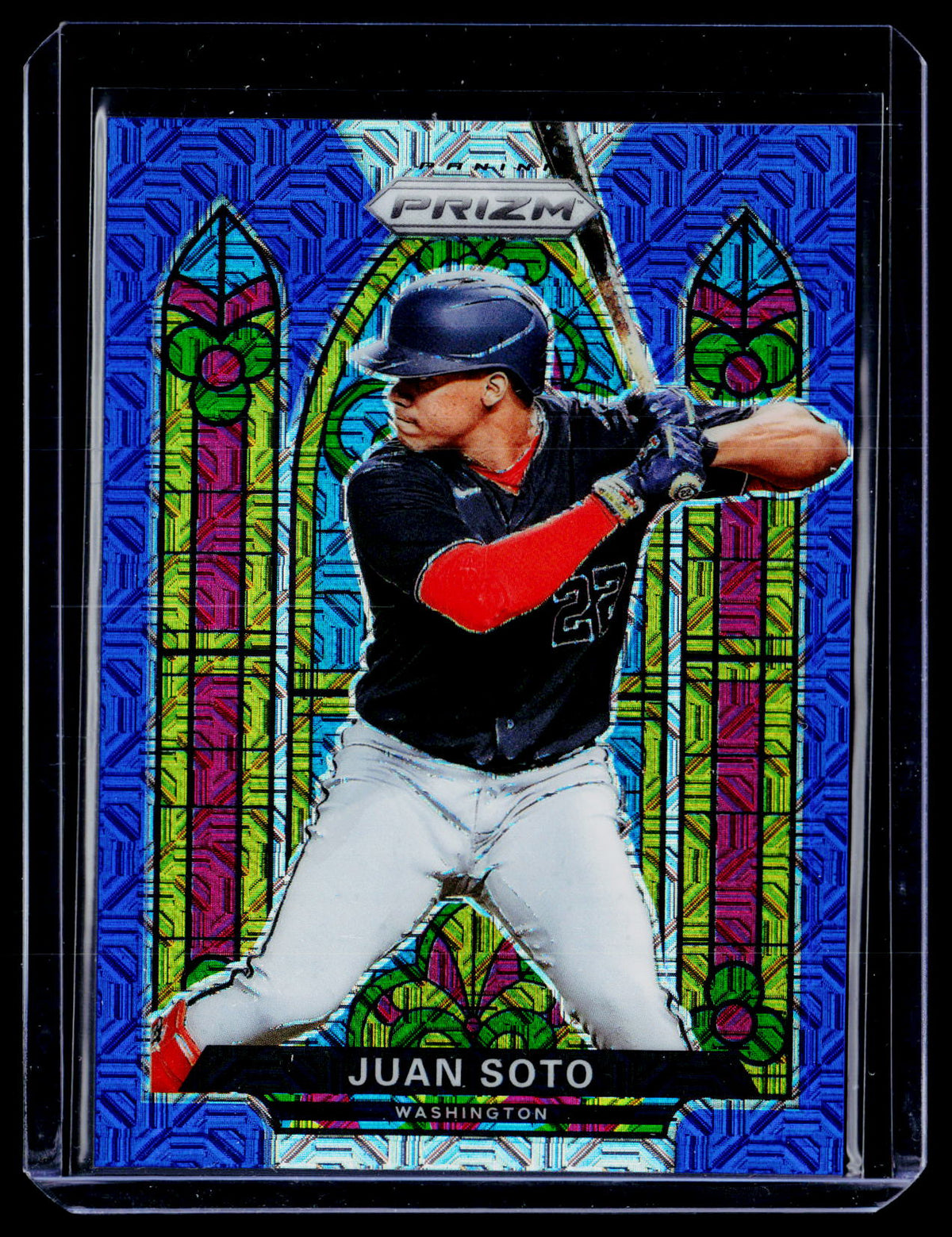 2021 Panini Prizm Baseball Stained Glass Juan Soto Blue Prizm #SG-3 /199 - front
