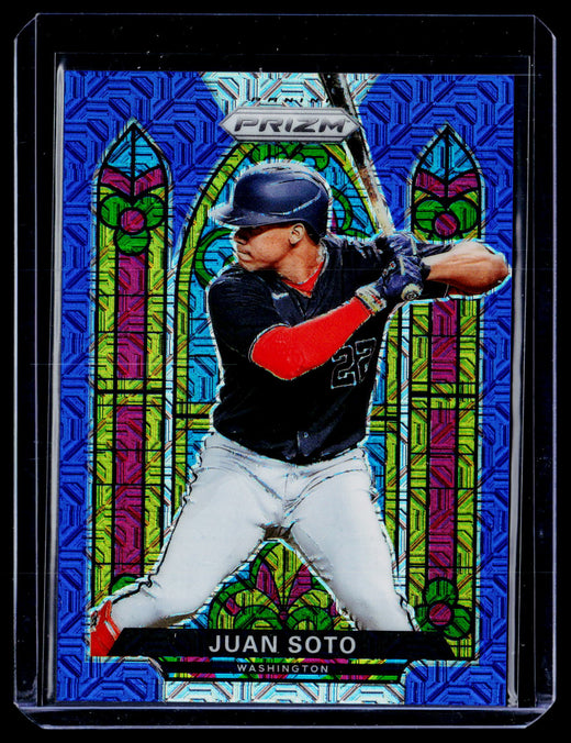 2021 Panini Prizm Baseball Stained Glass Juan Soto Blue Prizm #SG-3 /199 - front
