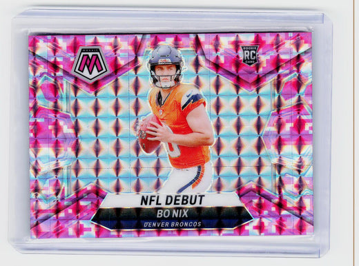 2024 Panini Mosaic NFL Debut Pink Mosaic Bo Nix Rookie Card #271 - front