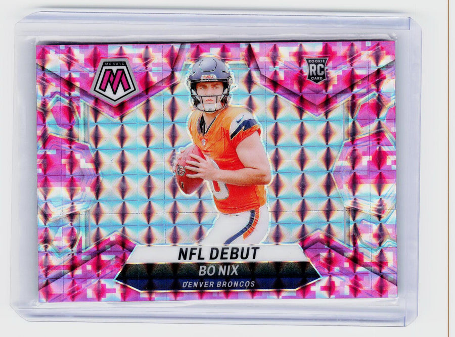 2024 Panini Mosaic NFL Debut Pink Mosaic Bo Nix Rookie Card #271 - front