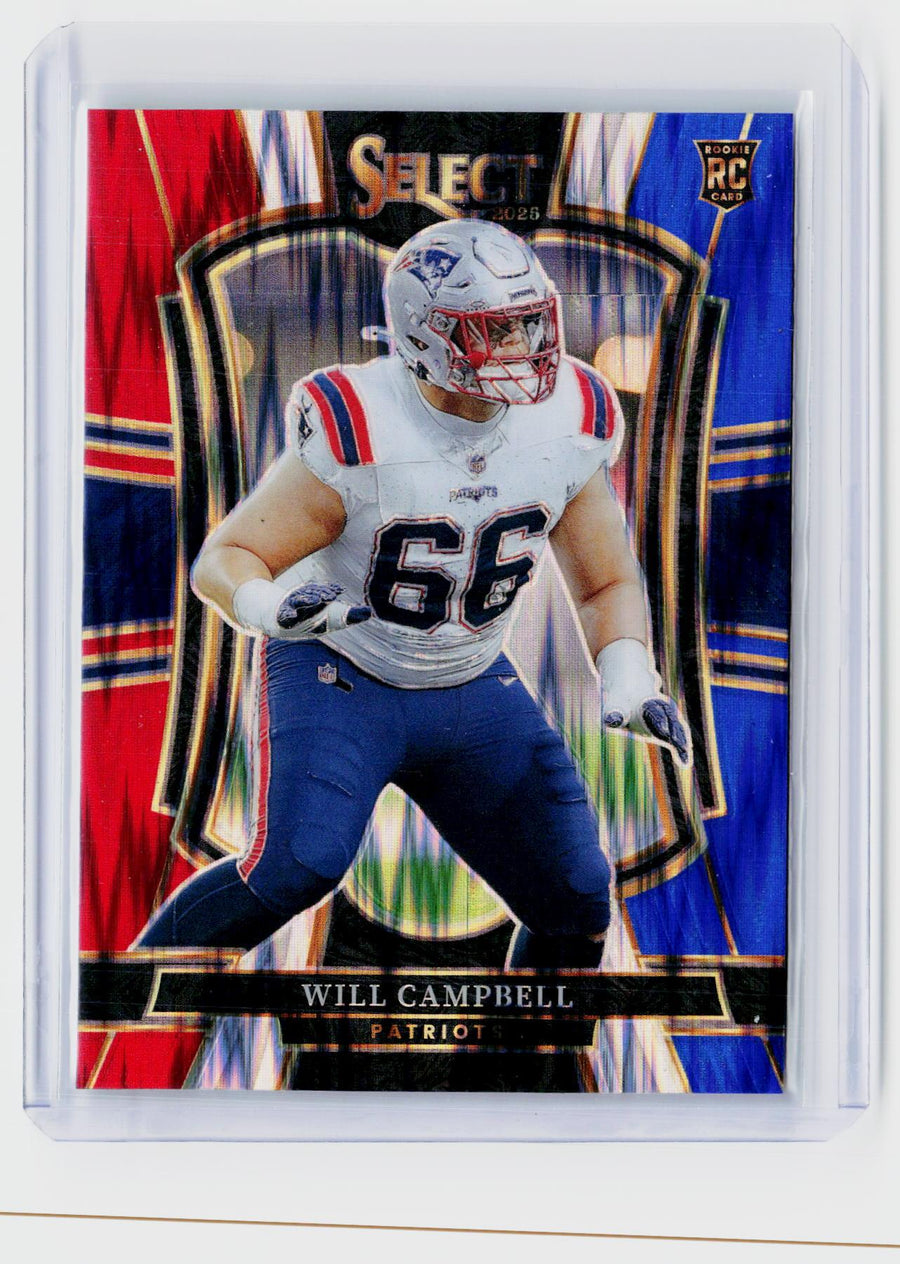 2025 Panini Select Football Will Campbell Rookie Premier Level #179 New England Patriots - front