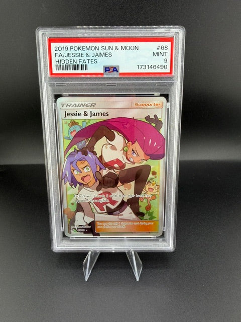2019 Pokémon Sun & Moon Hidden Fates Jessie & James Full Art #68 PSA Mint 9 - front