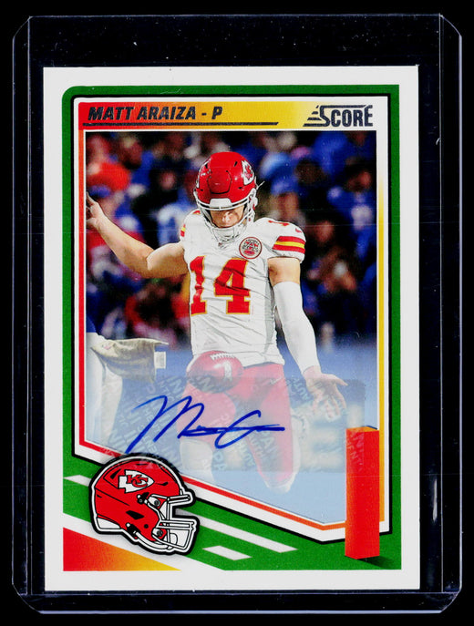 2025 Panini Score Football Matt Araiza #288 Green Autograph Chiefs - front