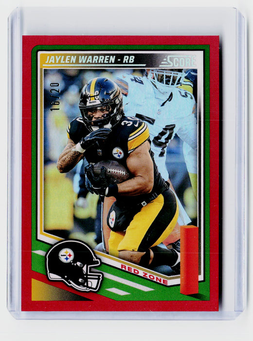 2025 Panini Score Football Red Zone Jaylen Warren #225 /20 - front