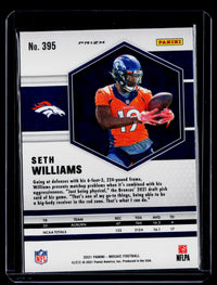 2021 Panini Mosaic Football Seth Williams Red Mosaic Rookie #395 - back