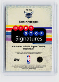 2025-26 Topps Chrome Basketball Next Stop Signatures Kon Knueppel Rookie Auto #NS-KK - back
