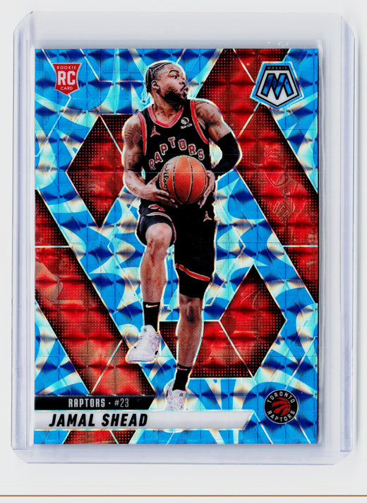 2024-25 Panini Mosaic Basketball Jamal Shead Blue Mosaic Rookie Card #201 Toronto Raptors - front