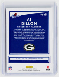 2020 Panini Donruss The Rookies AJ Dillon #TR-AD Green Bay Packers - back