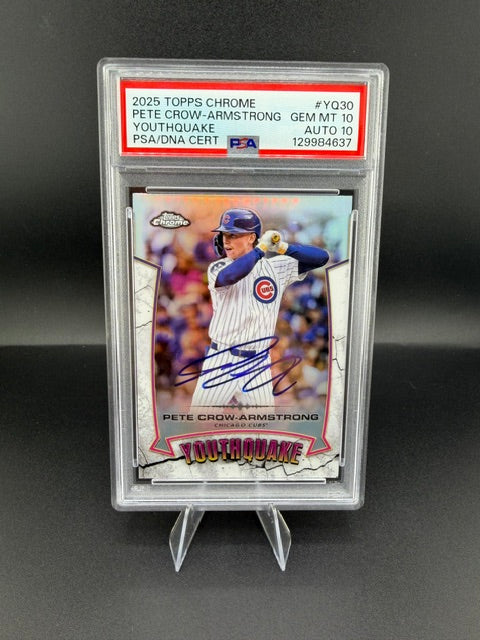 2025 Topps Chrome Youthquake Pete Crow-Armstrong on card Autograph #YQ30 PSA 10/10 - front