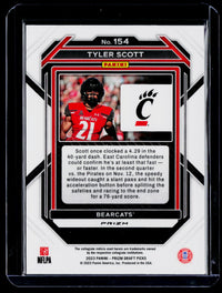2023 Panini Prizm Draft Picks Tyler Scott Rookie #154 Cincinnati Bearcats - back