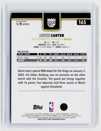 2024-25 Topps Basketball Devin Carter Sacramento Kings Black and White Image Variation Rookie Card #165 - back