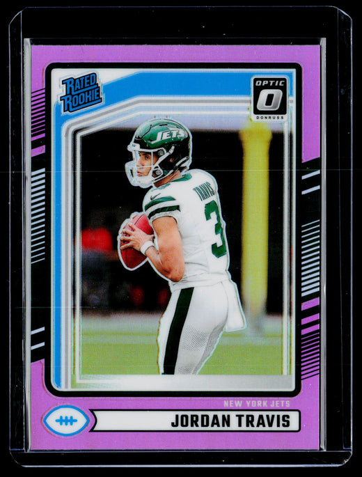 2024 Panini Donruss Football Optic Rated Rookies Preview Jordan Travis Pink #349 RC - front