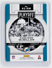 2017 Panini Playoff Hail Mary Signatures Raekwon McMillan Rookie Autograph #RS-RM Miami Dolphins - back