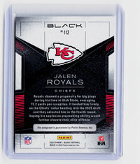 2025 Panini Black Football Jalen Royals Rookie Autograph #112 Kansas City Chiefs - back