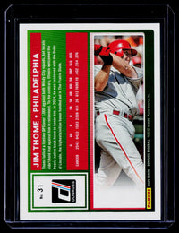 2025 Panini Donruss Baseball Jim Thome #31 Green /199 - back