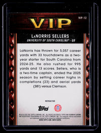 2026 Topps Bowman Chrome Very Important Prospects LaNorris Sellers Refractor VIP-12 - back