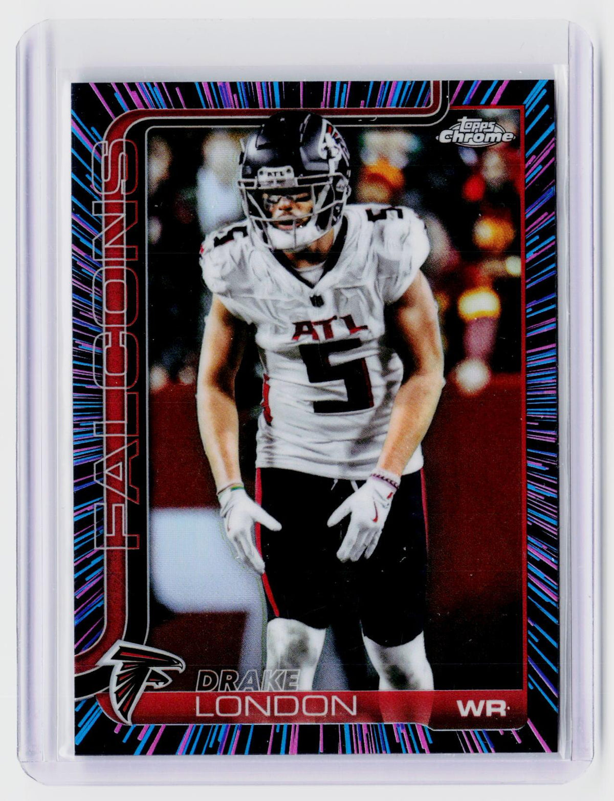 2025 Topps Chrome Football Drake London RayWave Refractor #12 Atlanta Falcons - front