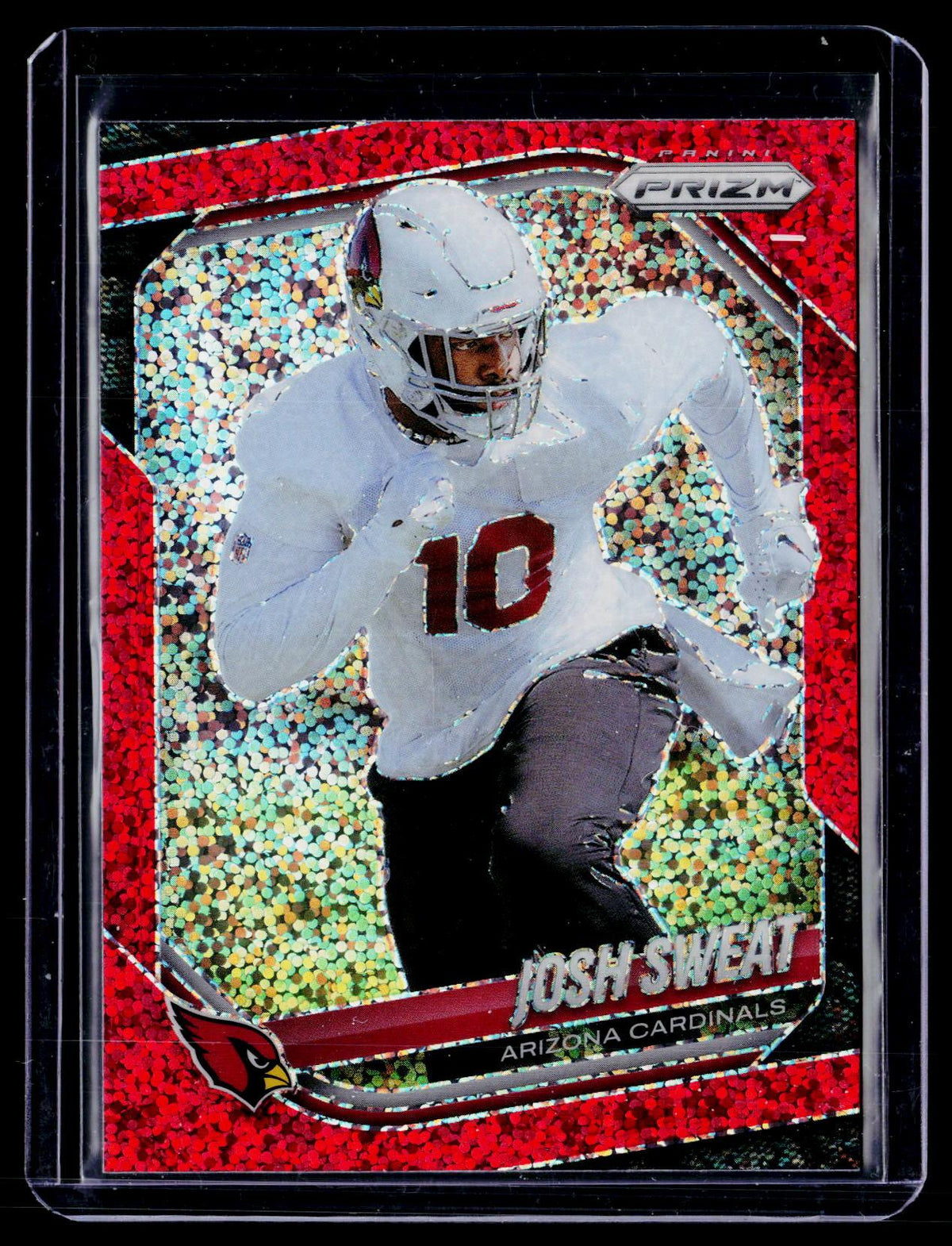 2025 Panini Prizm Football Josh Sweat #4 Red Shimmer Arizona Cardinals - front
