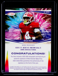 2025 SAGE Autograph Myles Price High Series Auto #A-MP2 - back