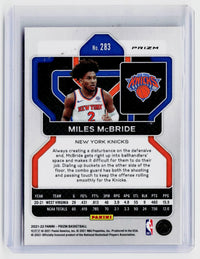 2021-22 Panini Prizm Purple Ice Rookie Miles McBride #283 New York Knicks - back