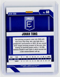 2026 Panini Donruss Elite Baseball Jonah Tong Rookie Card #68 New York Yankees - back