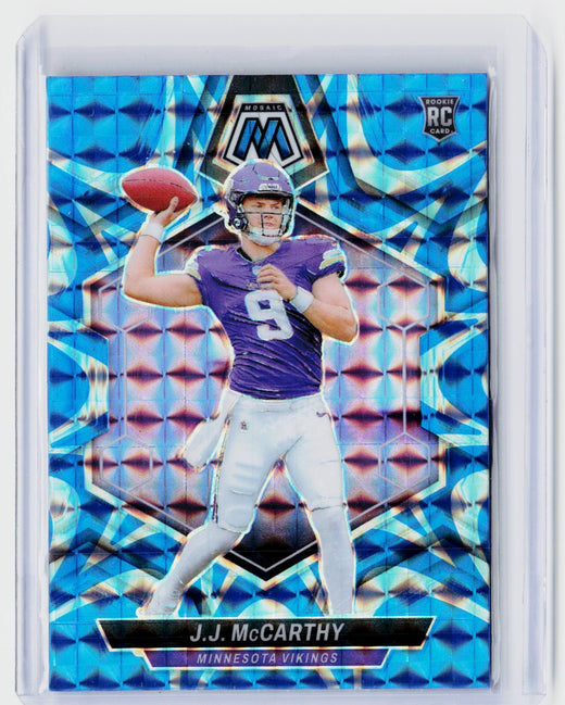 2024 Panini Mosaic Football J.J. McCarthy Blue Mosaic Rookie Card #310 - front