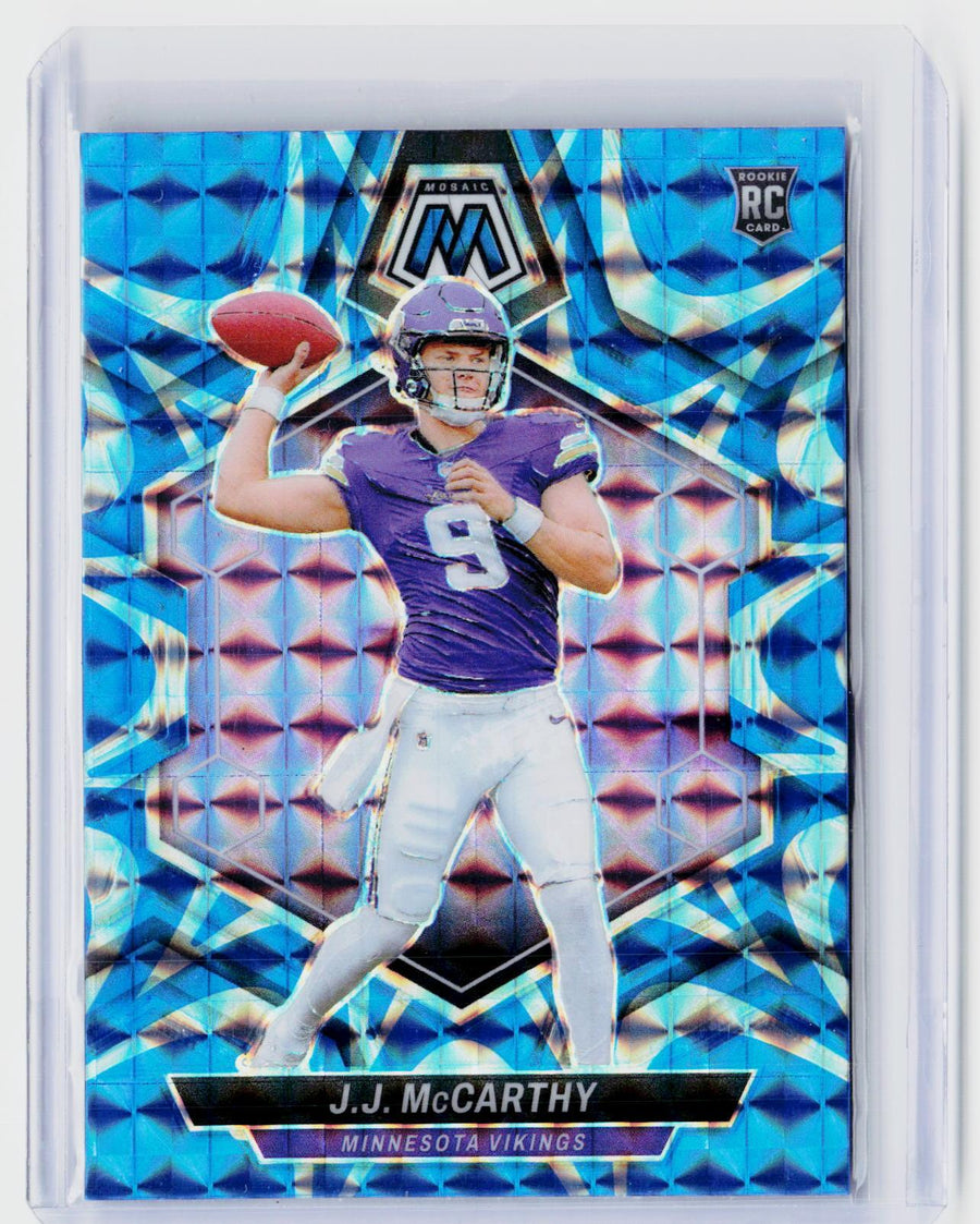 2024 Panini Mosaic Football J.J. McCarthy Blue Mosaic Rookie Card #310 - front