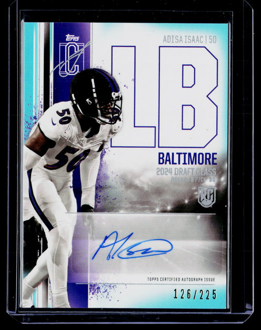 2024 Topps Signature Class Football Adisa Isaac Rookie Class Auto Variation Teal RCA-AI /225 - front