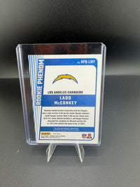 2024 Panini Donruss Optic Rookie Phenoms Blue Ladd McConkey RC Memorabilia #RPB-LMY - back