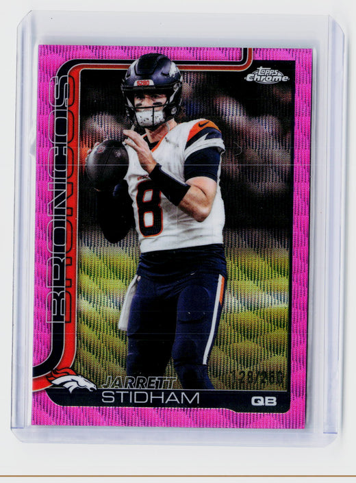 2025 Topps Chrome Football Jarrett Stidham #89 Pink Wave Refractor Denver Broncos - front
