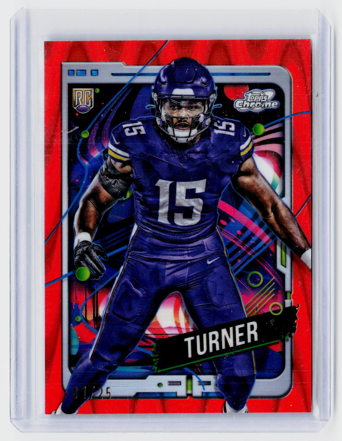 2024 Topps Chrome Football Dallas Turner Orange Refractor Rookie RC #161 /25 - front