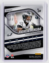 2025 Panini Prizm Football Andrew Mukuba RC #330 Philadelphia Eagles - back