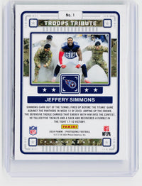 2024 Panini Photogenic Football Troops Tribute Jeffery Simmons #1 /99 - back