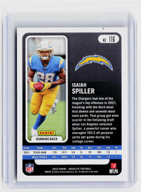 2022 Panini Absolute Football Isaiah Spiller Rookie Red #116 /199 Los Angeles Chargers - back