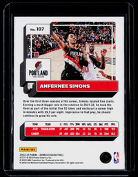 2022-23 Panini Donruss Basketball Anfernee Simons #107 - back