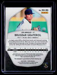 2020 Panini Prizm Baseball Rookie Autographs Brusdar Graterol RC Auto RA-BG - back